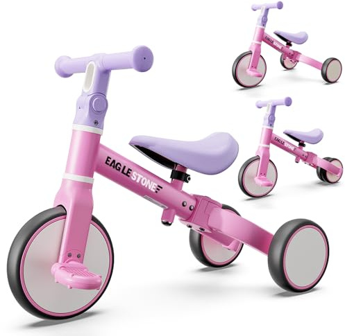 EagleStone 3-in-1 Toddler Balance Bike & Tricycle, Learn-to-Ride Toy for 18 Months to 3 Years, Outdoor & Indoor Ride-On for Gross Motor Skills, Birthday Gift Bike for Girls 2-3 Year Olds – Pink