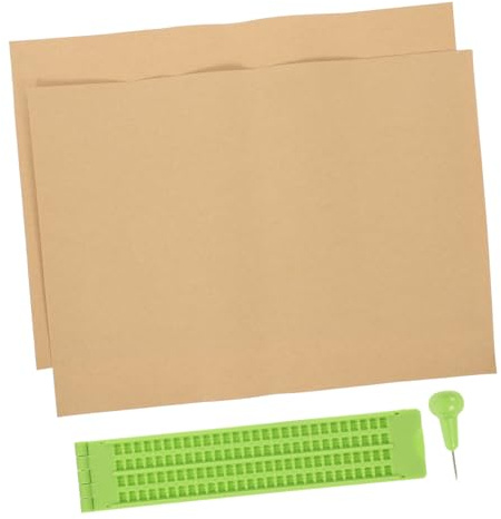 SMASOLO Tavoletta Braille Punteruolo in Plastico Resistente per Non Vedenti, Kit Scrittura Braille Leggero e Forte 27 Righe, per Apprendimento e Esercizi