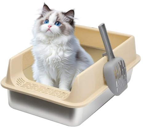 Yplkm Bac à Litière | Caisse Fermée pour Litière de Chat - Plateau à Bords Hauts avec Pelle, Toilettes pour Chaton pour Intérieur Maison Balcon Appartement Arrière-Cour