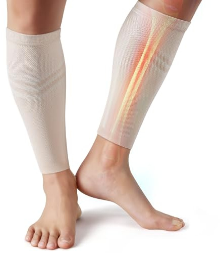 CAMBIVO Manchon Compression Mollet x2, Bas de Contention Femme Homme, Chaussettes de Contention sans Pied, Chaussettes Compression pour Circulation Sanguine Jambes, Varices, Running, Voyage Avion
