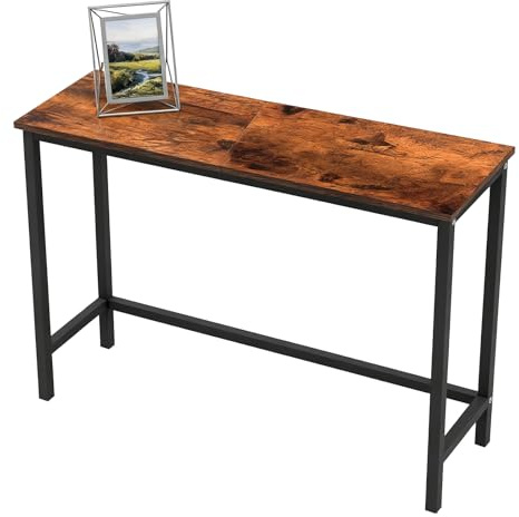 Tavolo da console sottile con deposito, tavolo da corridoio stretto industriale, tavolo rustico di divano marrone e nero per soggiorno, camera da letto, ingresso