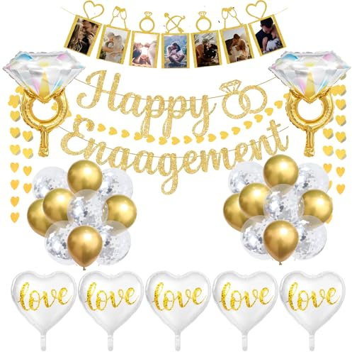 Engagement Party Decorations, Engagement Decorations 30-Piece Set, Comprehensive Engagement Gifts, Proposal Decorations for Anniversary Celebrations, Includes Engagement Bauble for Wedding Planning