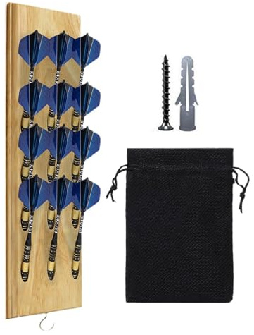 Genérico 12-håls Dart Display Board i massivt trä för vägghängande | Arrangör och display med metallkrokar | Inkluderar förvaringskula och monteringsskruv