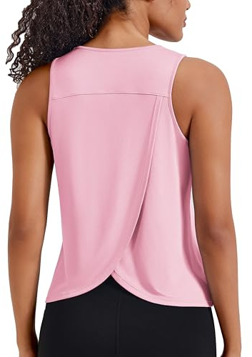 PINSPARK Damen Sport Tank Top Racerback Sporttop Ärmellos Yoga Rosa L
