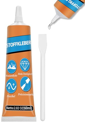 Nayrmaer Textilkleber Waschmaschinenfest, 60ml Stoffkleber für Textil, Stoffe, Polster, Bekleidung und Filz