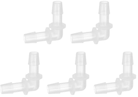 QUARKZMAN 5Pcs Raccord À Bride À 90 Degrés l Raccord, 3/8 OD Raccord De Tube en Plastique À Bride Joint D'Adaptation pour Tuyau De Ligne De Liquide De Carburant d'eau, Transparent