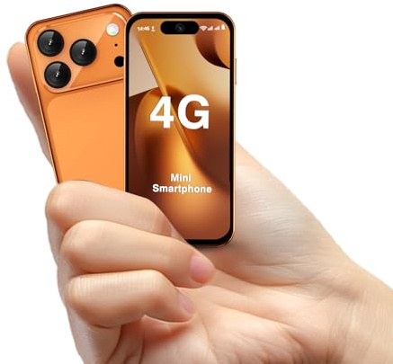 JoyZap Mini Smartphone 4G, XS19PRO+, 4GB+64GB, Doble SIM, Pantalla de 3,88 Pulgadas, Android 12, Teléfono Compacto para Niños y Estudiantes, Naranja