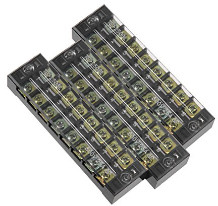 uxcell 3 Pcs 8 Positions Dual Rows 600V 25A Wire Barrier Block Terminal Strip TB-2508L