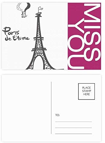 Postkarten-Set mit Eiffelturm-Motiv Paris Miss Postkarten, 20 Stück