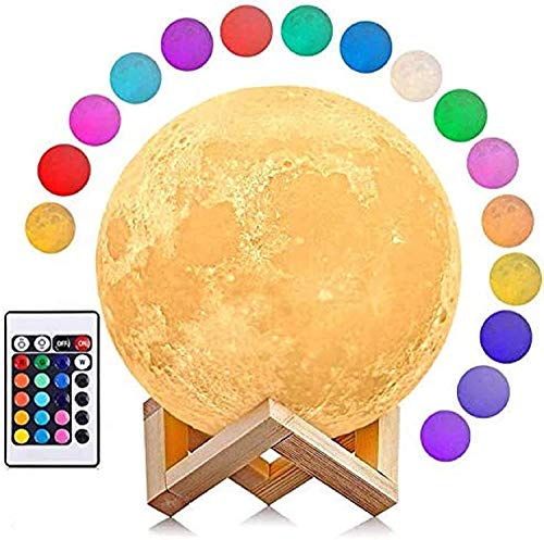 AGM LED Moon Lamp, 3D Printed Night Light, Remote Control Mood Lamp