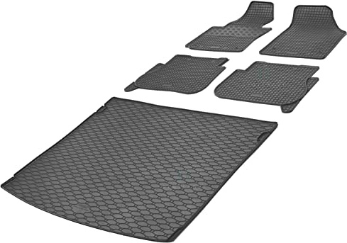 Kofferraumwanne und Gummifußmatten RIGUM geeignet für VW Caddy 5-Sitzer 2005-2020 Perfekt angepasst + Magic Eraser