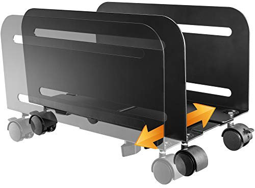 RICOO Soporte Torre PC Fijación Caja Ordenador con Ruedas RH-04 Carro movíl Ajustable Work-Station Sobremesa Suelo Debajo de Escritorio Negro