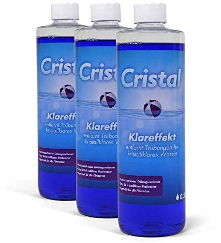 Cristal Klareffekt Trübungsentferner für alle Filterarten - Der Klarmacher für kristallklares Poolwasser - Sofortige Verbesserung der Filtration - Einfache Anwendung - Wirkt gegen trübes Wasser
