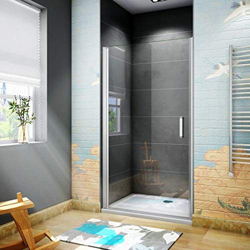 185 cm Box doccia per Nicchia Porta Battente Vetro Temperato 5 mm Trasparente Profilo in Alluminio Processo di Elettroforesi 80 cm