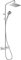 hansgrohe Vernis Shape 230 Colonne de douche à économie d'eau (EcoSmart) 9l/min, avec mitigeur thermostatique, pommeau de douche, tuyau, barre, douche à effet pluie, 1 type de jet, chromé, 26097000