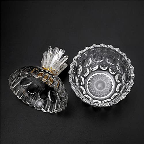 MCWJ Pot de Bonbons en Verre plaqué Or avec grappe de colonnes en Cristal Blanc Naturel Décoration de la Maison - Grand [Hauteur: 22cm, Diamètre: 14cm]