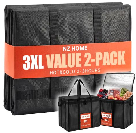 NZ home Food Delivery Bag, Thermal Cool Bag (Small, Black, 1 Pack) | Insulated food bag, Water-resistant, Heavy duty thermal bag, Camping essentials, Grocery shopping, Cooler for beach or travel