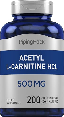 Piping Rock Acetyl L-Carnitine HCL | 500 mg | 200 Powder Capsules | Non-GMO, Gluten Free Supplement
