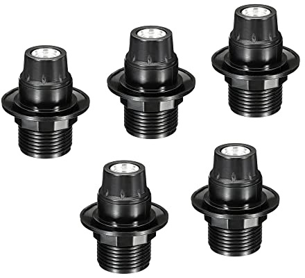 PATIKIL E14 Bombilla Soporte Luz Zócalo, 5 Paquete Tornillo Rosca LED Bombilla Lámpara Soporte para Colgantes Luces, Negro