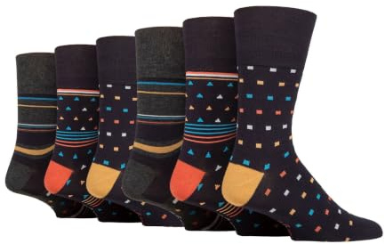 Gentle Grip Sock Shop 6 par män lös mjuk topp icke-elastiska bambustrumpor, SOMRM09, 40-45 EU
