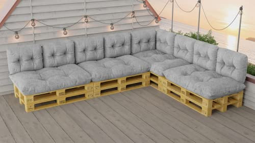 King Matratzen Palettenkissen Set für Europaletten wasserdicht sitzkissen rückenkissen Indoor und Outdoor 120x80 60x40 3 Farben (13ER Set HELLGRAU (11))