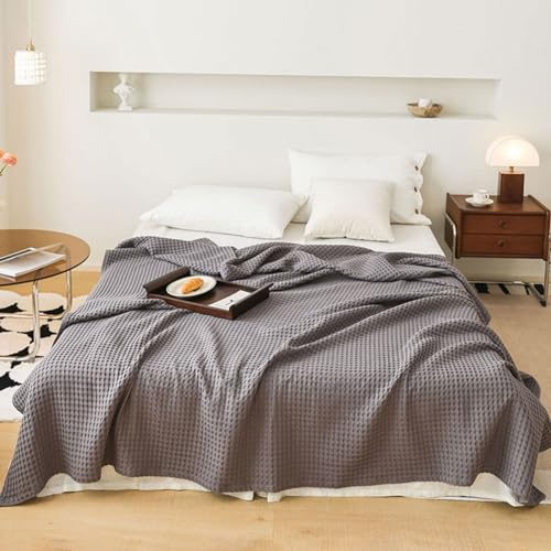 SUNMME Weiche Waffelpique Tagesdecke,100% Baumwolle Decke,Luftige Sofa Decke,Sofa Überwurfdecke,Bettüberwurf,Klimadecke,Geeignet für alle Jahreszeiten