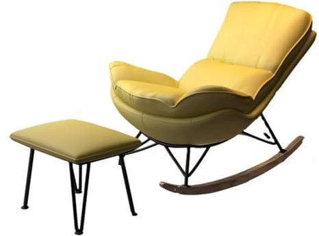 VENYAA Erwachsenes Schaukelstuhl Modern Freizeitstuhl mit Metallgestell Relaxstuhl für Wohnzimmer/Schlafzimmer/Balkon,Verdickter Einzel-Person-Sofa-Stuhl(Color:Gelb)
