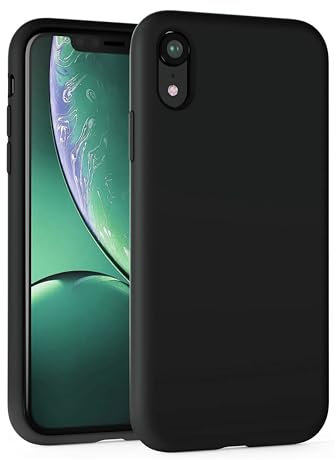 Cyber-Tech Silicone Case Compatible with iPhone XR Case Soft Ultra Slim Protective Shockproof Liquid Silicone Phone Case, Anti-Scratch, 6.1 Black