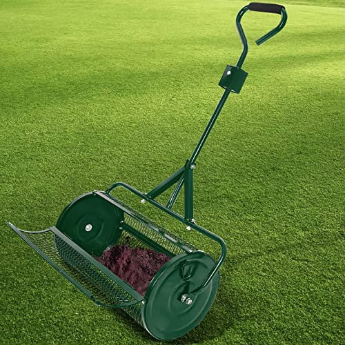 OSBELE Esparcidor de abono, esparcidor de turba de 24 Pulgadas con Mango Ajustable en Forma de T, esparcidores de Fertilizantes para jardín de césped, esparcidor de estiércol de Malla metálica Livi