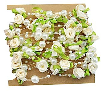 Rosenperlenkette 5m Weiße Kunstblumen aus Kunststoff für Hochzeit