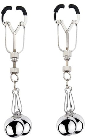 Kutocesy Pinzas Pezones de Acero Inoxidable con Bola de Gravedad Pinzas para Pezones para Mujeres y Hombres Juguetes Sexuales BDSM Estimuladores de Senos Intensidad Ajustable (double balls)