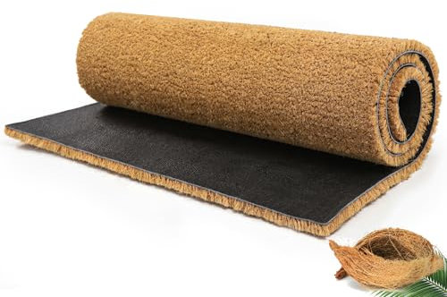 FB FunkyBuys Coir Door Mat - 100% Natural Non-Slip Doormat - Heavy Duty Dirt Trapper Floor Mat - Tough Bristle Coir Matting for Home, Office Entrance (Brown, 45cm x 75cm)
