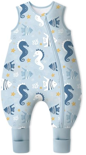 Yoofoss Baby sovsäck med fötter 2-pack (2,5 tog sjöhäst (1-pack), 100 cm/4–6 år)
