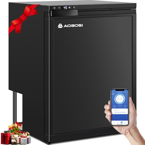 AAOBOSI 65 l kylbox för kompressor, husbil, kylskåp med appkontroll, 12/24 V DC, kylbox bil med LED-lampor, upp till -20 ℃ kompressorkylskåp för bil, lastbil, båt, husbil, camping och resor