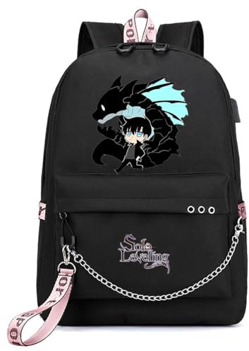 Sageam Anime Solo Leveling Merch Tagesrucksäcke Cosplay-Rucksäcke Laptop-Rucksäcke für Teenager Mädchen Jungen