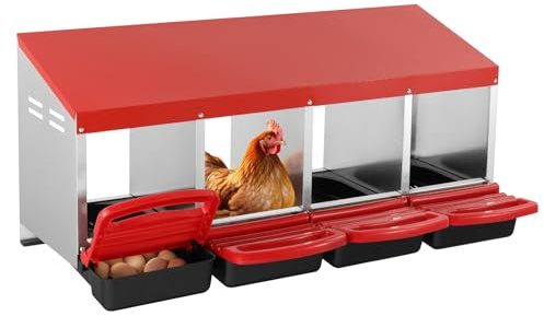 VEVOR Kycklingbo 1060 x 525 x 475 mm hönsboet med 4 fack, stabil korrosionsbeständig, med lutande bo, bottenhål och viloplattform, lämplig för olika kycklingraser