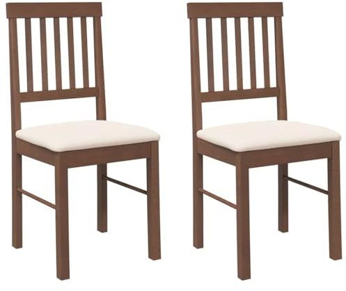 vidaXL sillas de comedor cojines 2 unids marrón madera maciza caucho