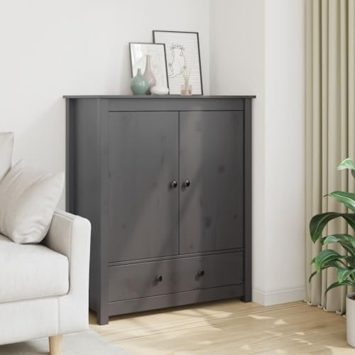 MOBCANT Highboard, Cupboard Anrichte Barschrank Buffetschrank Geeignet für Foyer Küche Wohnbereich Schlafzimmer Grau 83x41,5x100 cm Massivholz Kiefer