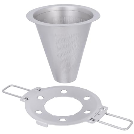 iBasingo Titan Kaffeefilter Wiederwendbarer Pour Over Filter mit faltbarem Halter Papierlos, für Zuhause, Reisen & Camping (Ti6004P Filter mit Halterung)