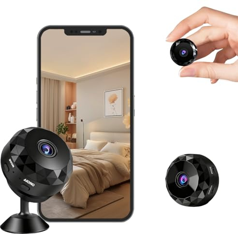 SJACXANM Mini Camera Wifi Interieur Sans Fil, HD 1080p Camera Exterieur Sans Fil, Application Mobile (Ios/Android), Intérieur/Extérieur, Vision Nocturne/Détection De Mouvement/Capture Vidéo à Distance