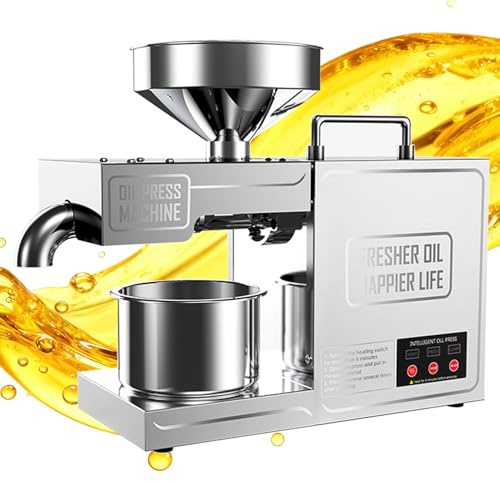 guoyjmm Presse à Huile Automatique Domestique et Commerciale, Extracteur d'Huile Électrique en Acier Inoxydable à Froid et à Chaud pour Avocat, Noix de Coco, Lin, Arachide, Ricin et Chanvre