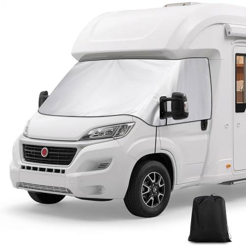 Coviek Copertura del Parabrezza per Camper Fiat Ducato, Peugeot Boxer, Citroen Jumper X250/290 (2006-2025), Oscurante Parabrezza in 600D con Fodera Morbida, Impermeabile e Protezione Solare Esterna