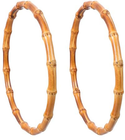 jojofuny Anelli Manico Borsa Rotondi in Plastica, 2 Pezzi per DIY | Manici in Legno di Canna per Borse, Accessori per Borse e Maniglie in Legno di Canna per Borse