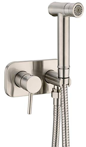 TRUSTMI Toiletten-Bidet-Sprühgerät, Shattaf-Duschset aus heißem und kaltem Messingmischer, Muslimische Handbrause, Rough-in-Ventil inklusive, Gebürstetem Nickel 1