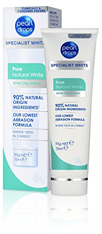 Pearl Drops Smalto per denti bianco naturale puro con estratti di argilla bianca, 75 ml