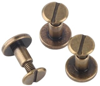 Tornillos de Latón 8mm, Cabeza Plana, 20 Piezas para Cuero | Remaches Decorativos, Acabado Anticorrosión, Instalación de Superficie Lisa, Para Proyectos de Marroquinería