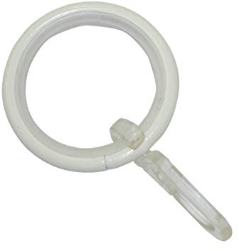GARDINIA Gardinenringe für Gardinenstangen mit Ø 16 mm - 20 mm, Mit Gleiteinlage und Gardinenhaken, 10 Stück, Breite 4 mm, Kreta, Metall/Kunststoff, Weiß