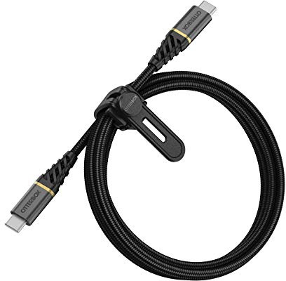 Otterbox Câble Premium Tressé renforcé USB-C vers USB-C, Câble de Charge Rapide pour Smartphone et Tablet, Ultra-Robuste, résiste aux torsions et pliages, 1M, Noir