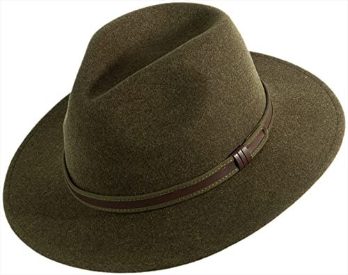 Lodenhut Roll-Jagdhut aus 100% Wolle Wollhut Faustmann Outdoorhut Oliv/grün super komfortabel & langlebig Herren Faustmann atmungsaktiver Angelhut Jagdhut