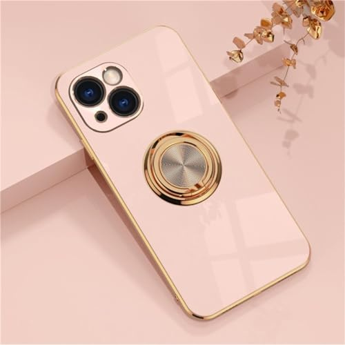 Jacyren Cover compatibile con iPhone 13 Mini iPhone 13 Mini custodia protettiva con anello ultra sottile in silicone antiurto con anello e supporto magnetico per auto per iPhone 13 Mini colore Rosa